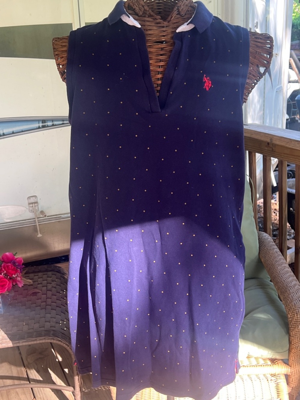 Ralph Lauren Navy Sleeveless Polo Shift Dress with Red Pony